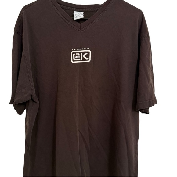 Calvin Klein Jeans Other - Calvin Klein Jeans Brown V Neck Logo Tee Size XL Y2K
